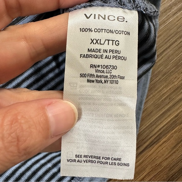 Vince Short Sleeve Crewneck Cotton T-Shirt Blue Stripes Preppy Mens XXL 2XL NWT - Picture 7 of 12